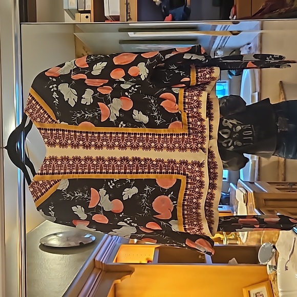 Free People Freshly Squeezed Grapefruit Tie-Sleeve Boxy Boho Blouse Top X-Small - Picture 7 of 8